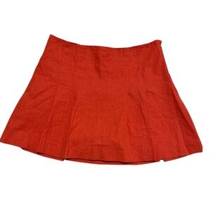 ZARA Linen-Blend A-Line Mini Skirt – Burnt Orange High-Waist, Size S